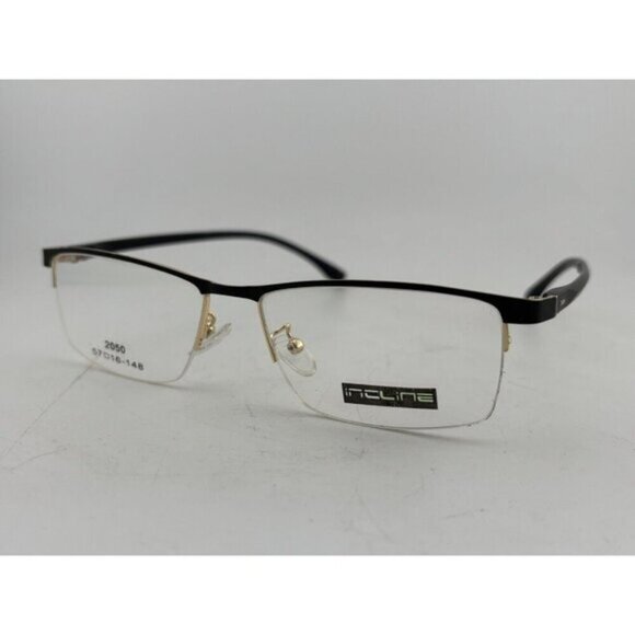 Incline Other - INCLINE - 2050 57-16-148 C4 Black & Gold Half Rim Eyeglass Frames